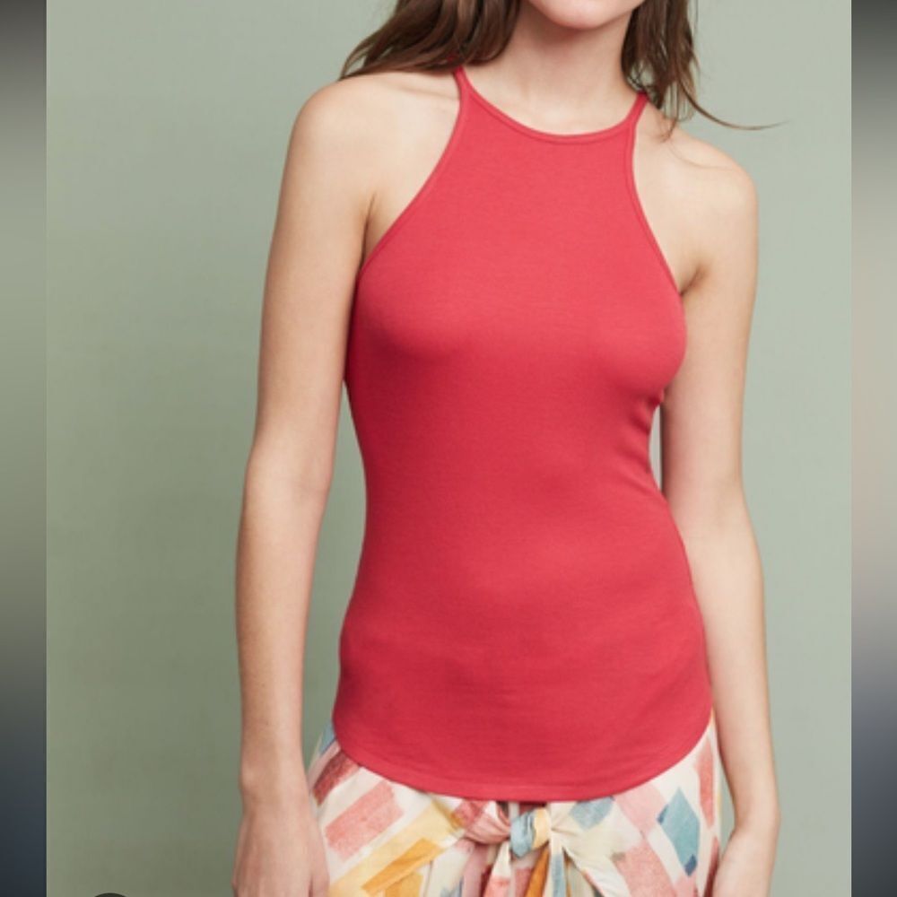 Anthropologie Lilka Red Ribbed Soft Tanktop XS